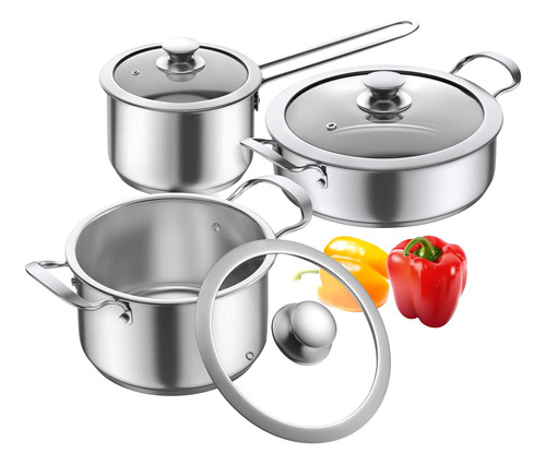 Aufranc Stainless Steel Pots And Pans Set 6 Piece Nonstick