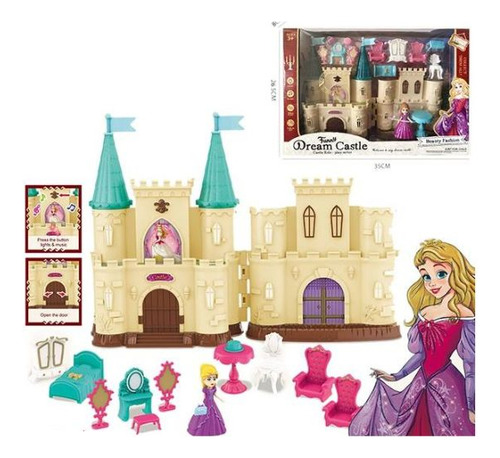 Castillo De Princesas De Juguete Musical Con Accesorios Color Caqui