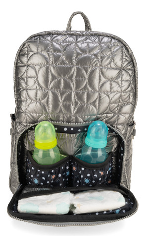 Pañalera Backpack Cloe Volini Grande Color Plateado