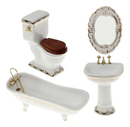 4 Piezas 1:12 Casa De En Miniatura Suministros Bathtub Aseo