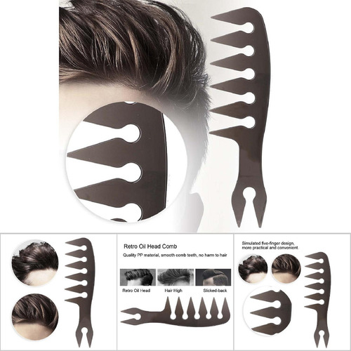 Portátil Hombres Aceite Cabello Peluquería Peine Ancho Dient