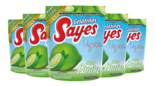 Gelatina Ligera Sayes Sabor Limon 24 Piezas De 24gr