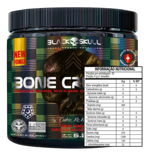 Pre Treino Bone Crusher 150g Frutas Vermelhas Com Betalanina