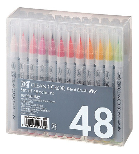 Marcadores Kuretake Clean Colour Real Brush X 48 Pincelados