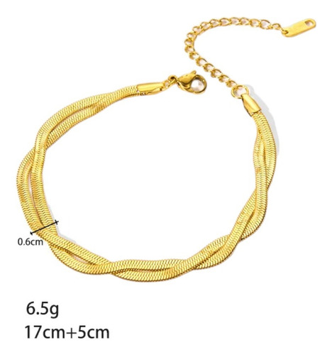 Pulsera Entrelazada Acero Inoxidable Chapado En Oro 18k Dama