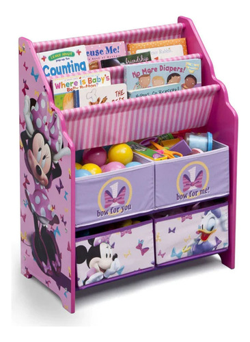 Mueble Organizador Libros Juguetes 4 Cestos Personaje Disney