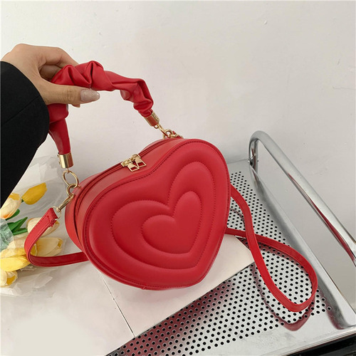 Bolso De Hombro En Forma De Corazón, Bolso De Moda En Color