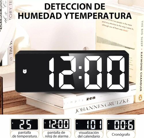 Reloj Digital De Pared Led Termómetro Y Despertadores