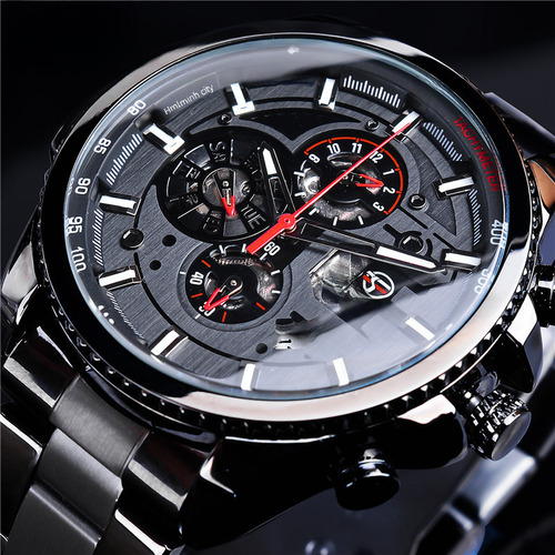 Reloj Forsining Plata, Negro Interior, Blanco Exterior