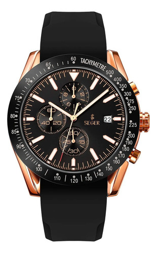 Reloj Hombre Seger 9253 Original Eeuu Elegante Sport Casual Color de la malla Negro-Dorado