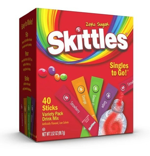 Bebida En Polvo Skittles Paquetes Individuales Sin Azúcar