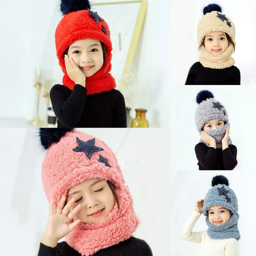 Gorro Con Cuello Para Niña Invierno 