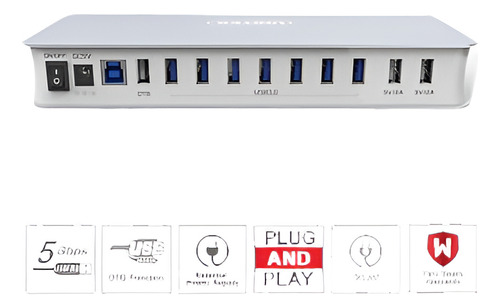 Unitek 10 Puertos Usb 3.0 Hub Docking Estación W Otg + Puert