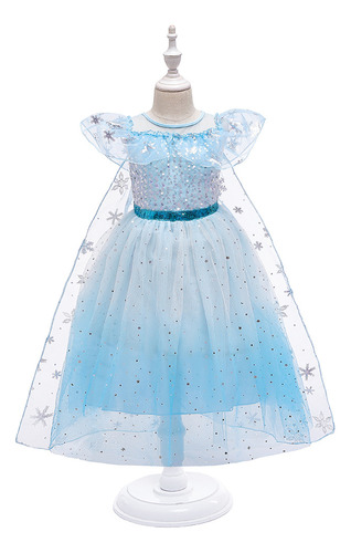 Frozen 2 Princesa Elsa Cosplay Capa De Lentejuelas Poncho Niños Espectáculo Vestido Falda