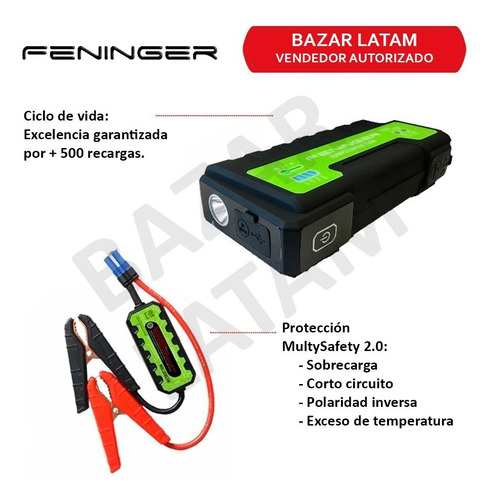 Imagen 7 de 9 de Arrancamotor T-300 Feninger 16000mah Portable Jump Starter