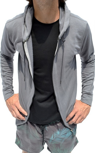 Campera Rusty Gris Capucha Hombre Sibari