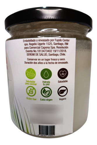 Aceite De Coco Órganico Extravirgen 2 X 400ml Di Capona