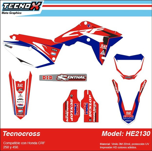 Calcomanias Honda Kit De Gráficos Motocross Y Enduro