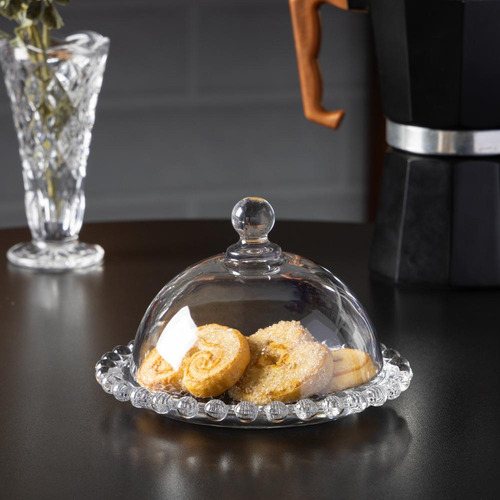 Mini Prato Para Doce Com Tampa Pearl Wolff 14cm X 10cm