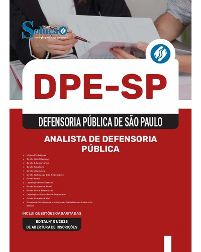 Apostila Concurso Dpe Sp 2025 - Analista De Defensoria Públi
