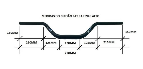 Imagem 2 de 2 de Guidão Moto Modelo Fat Bar Alto 28.8 Anodizado Azul