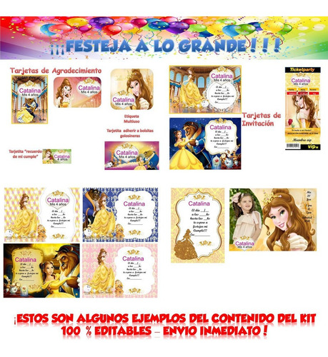 La Bella Y La Bestia Para Imprimir Decoración Cumple Candy