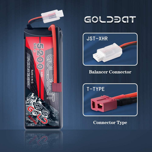 Goldbat Lipo Battery 5200mah 2s 50c 7.4v Rc Battery Case Dur