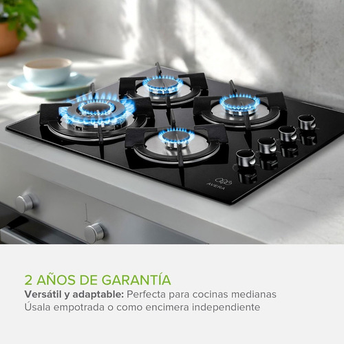 Parrilla De Gas Natural Lp 4 Quemadores Estufa Empotrable Negro