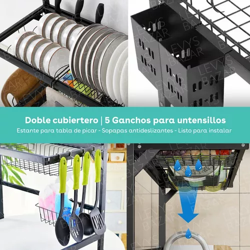 Escurridor Seca Platos Bacha Aluminio Inoxidable Organizador