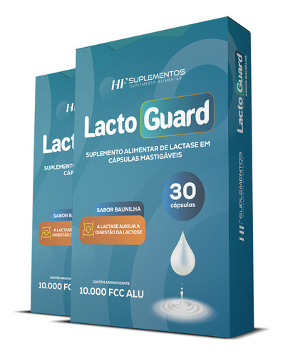 2x Lacto Guard 30 Caps Mastigável Sabor Baunilha Hf