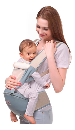 Bolsa Canguru Ergonômico Transporte Bebê Mãe 6 Em 1 Posições Cor Azul-claro