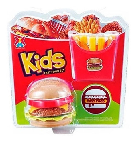 Set De Comida De Juguete Hamburguesas Con Papas Fritas Color Marrón claro