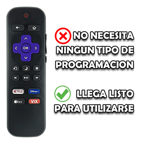 Control Compatible Con Tcl Roku Tv Smart 4k Vix + Funda Pila