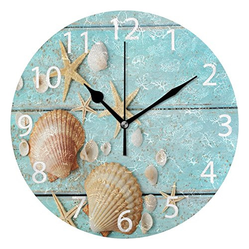 Alaza Vintage Marine Seashells Reloj De Pared De Acrílic