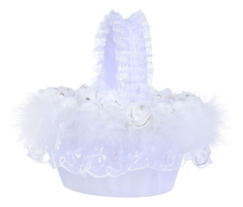 Cesta De Niña De Las Flores De La Boda Romántica Manija