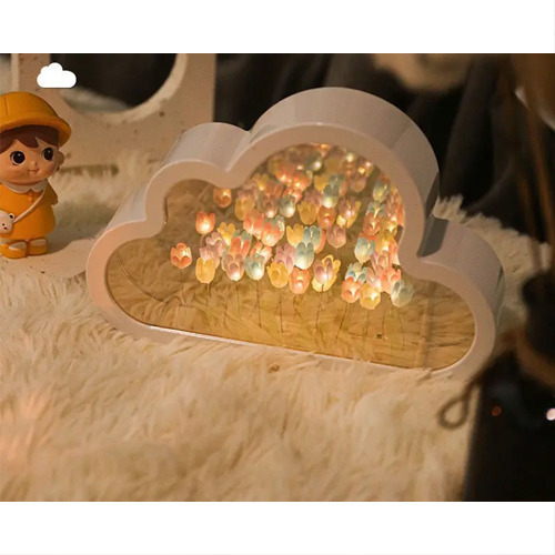 Espejo Led Diy Luz De Noche De Tulipán Lampara De Noche Color Del Marco Color