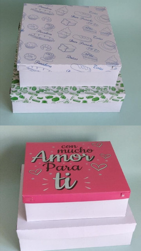 Imagen 6 de 9 de Cajas Para Tortas Marrones, Blancas Y Estampadas