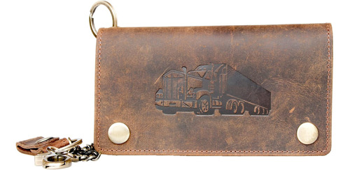 Cartera Truckers De Cuero Genuino Con Un Camión Hecho De De