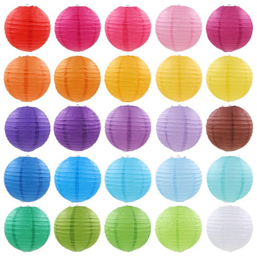 10 Pantalla Lampara China Colores De Papel 40 Cm