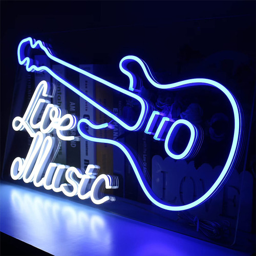 Vsgotber Letrero Neon Led Forma Guitarra Moderna Para Pared