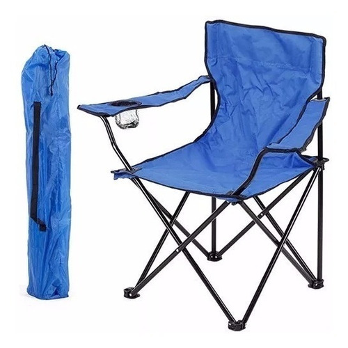 Silla Director Camping Apoyabrazo Porta Vaso Bolso Azul Iael