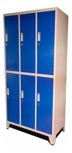 Guardarropas Locker Prontometal 6 Puertas Medianas Metálico Color Gris/azul