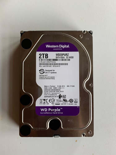 Disco Duro Hdd Western Digital Purple 2tb 3.5 5400 Rpm 