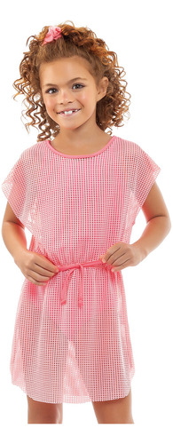 Saida De Praia Infantil Vestido Menina Praia Verão Tela Neon