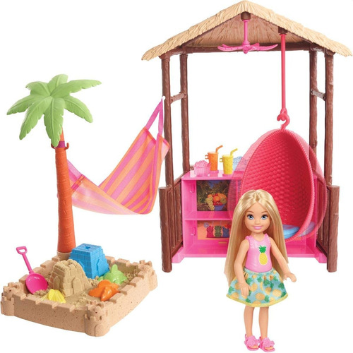 Muñeca Chelsea Blonde Tiki Hut Set