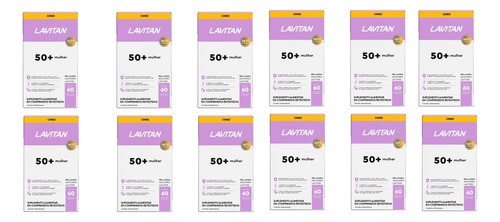 Kit 12 Suplemento Lavitan 50+ Mulher 60 Comprimidos - Cimed Sem Sabor