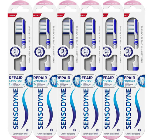 Escova De Dente Extra Macia Repair Protect Sensodyne Kit X6