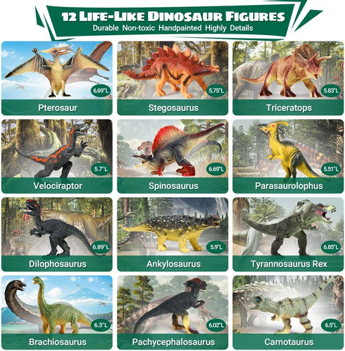 Fruse Dinosaur Toys For Kids 3-5-12pcs Figuras De Dinosaurio