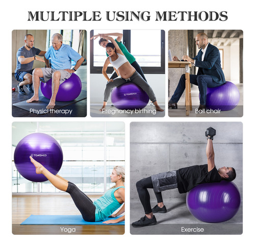 Pelota De Yoga Con Bomba Tomshoo, 45 Cm/55 Cm/65 Cm/75 Cm Ba