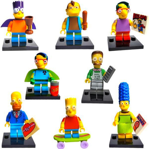 Simpsons Brinquedo Kit 8 Bonecos Blocos Montar Lets Go